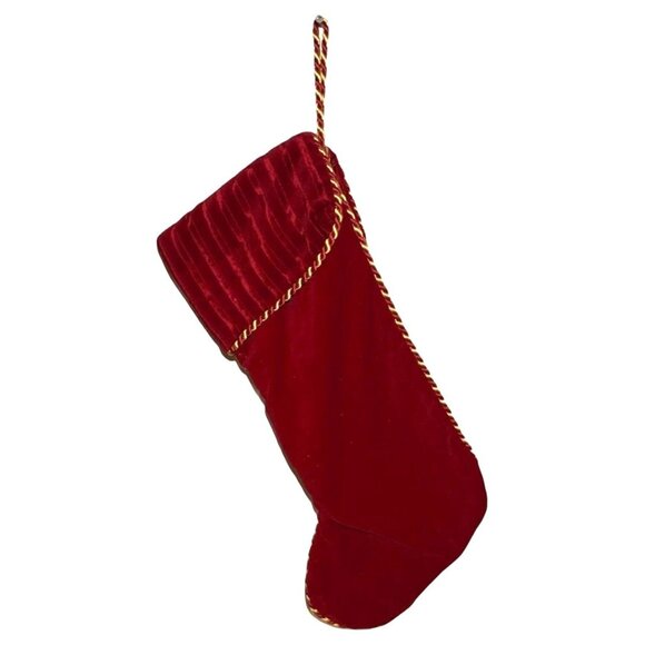 Holiday Velvet & Brocade Christmas Stocking With Gold Tassel & Jewel Accent - Picture 9 of 9